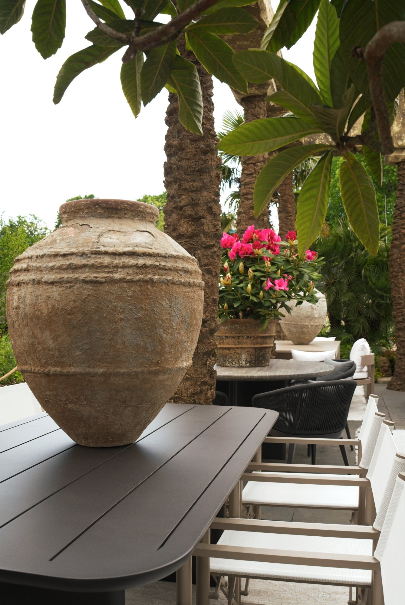 Caicos Outdoor Rectangular Dining Table Slate lifestyle