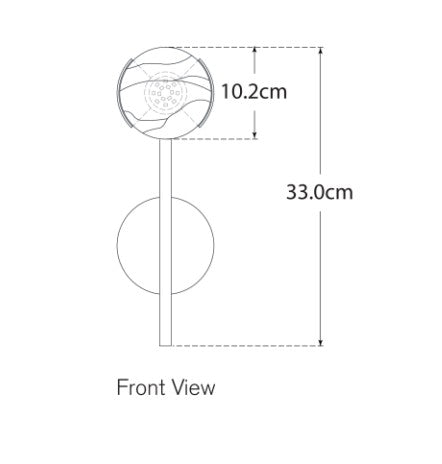 Pedra Tall Wall Light Brass dimensions