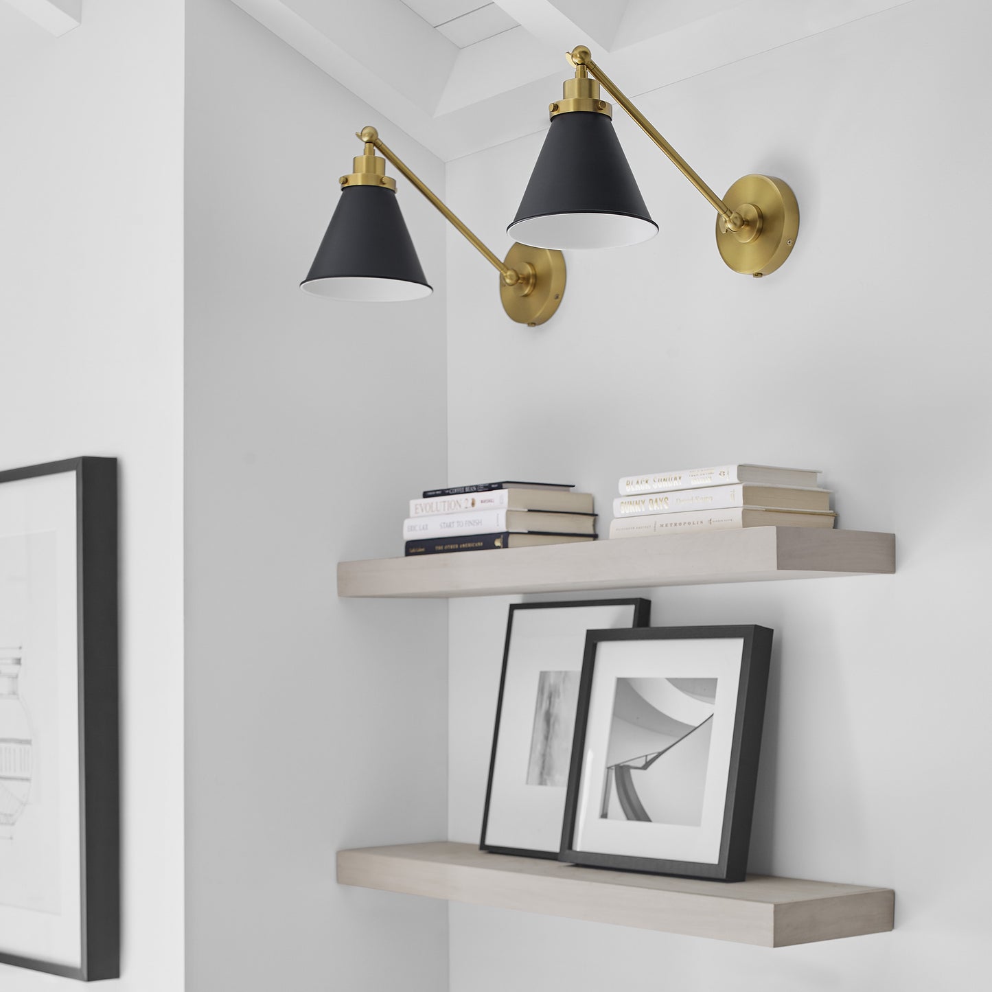 Wellfleet Wall Light Black & Brass