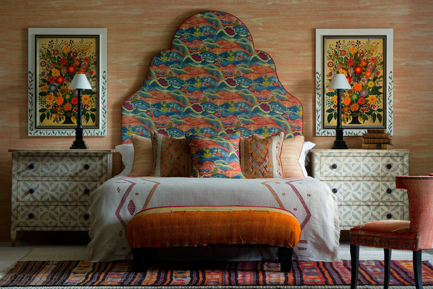 Chloe Headboard in Meadow Multi fabric