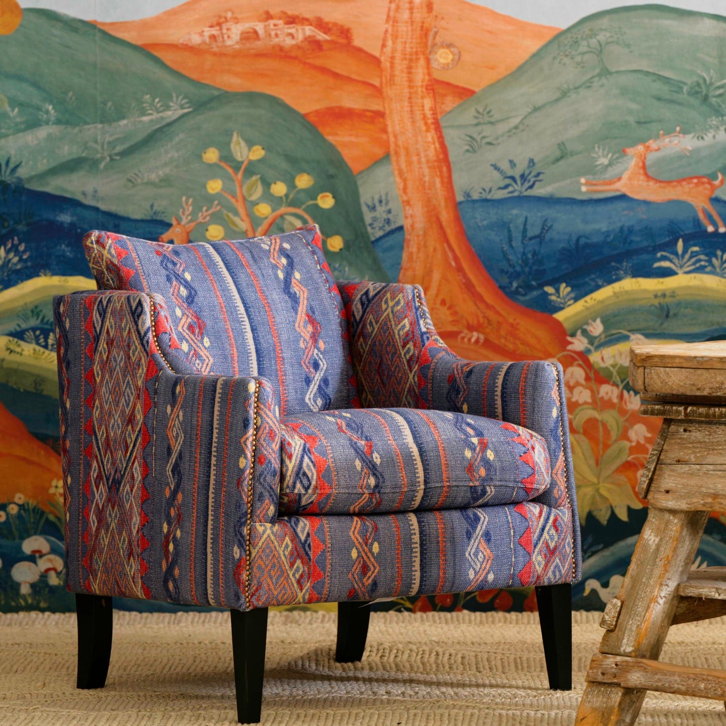 Andrew Martin Regal Custom Chair in Freida Denim