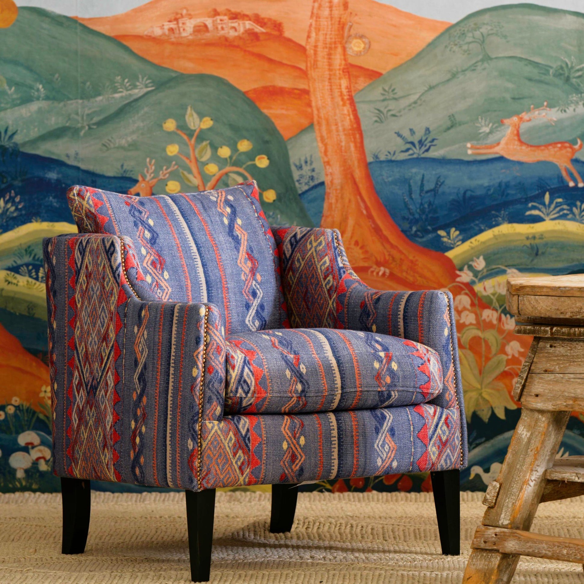 Andrew Martin Regal Custom Chair in Freida Denim