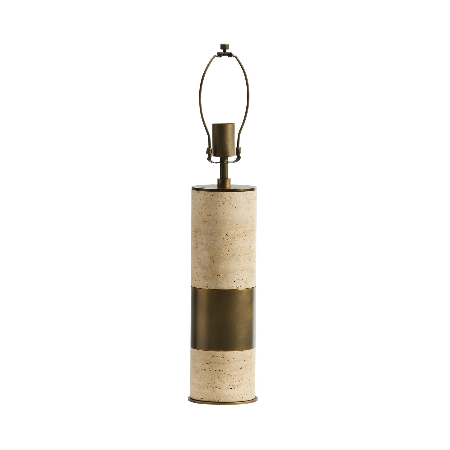 Andrew Martin Aura Table Lamp Base, Travertine & Burnished Brass