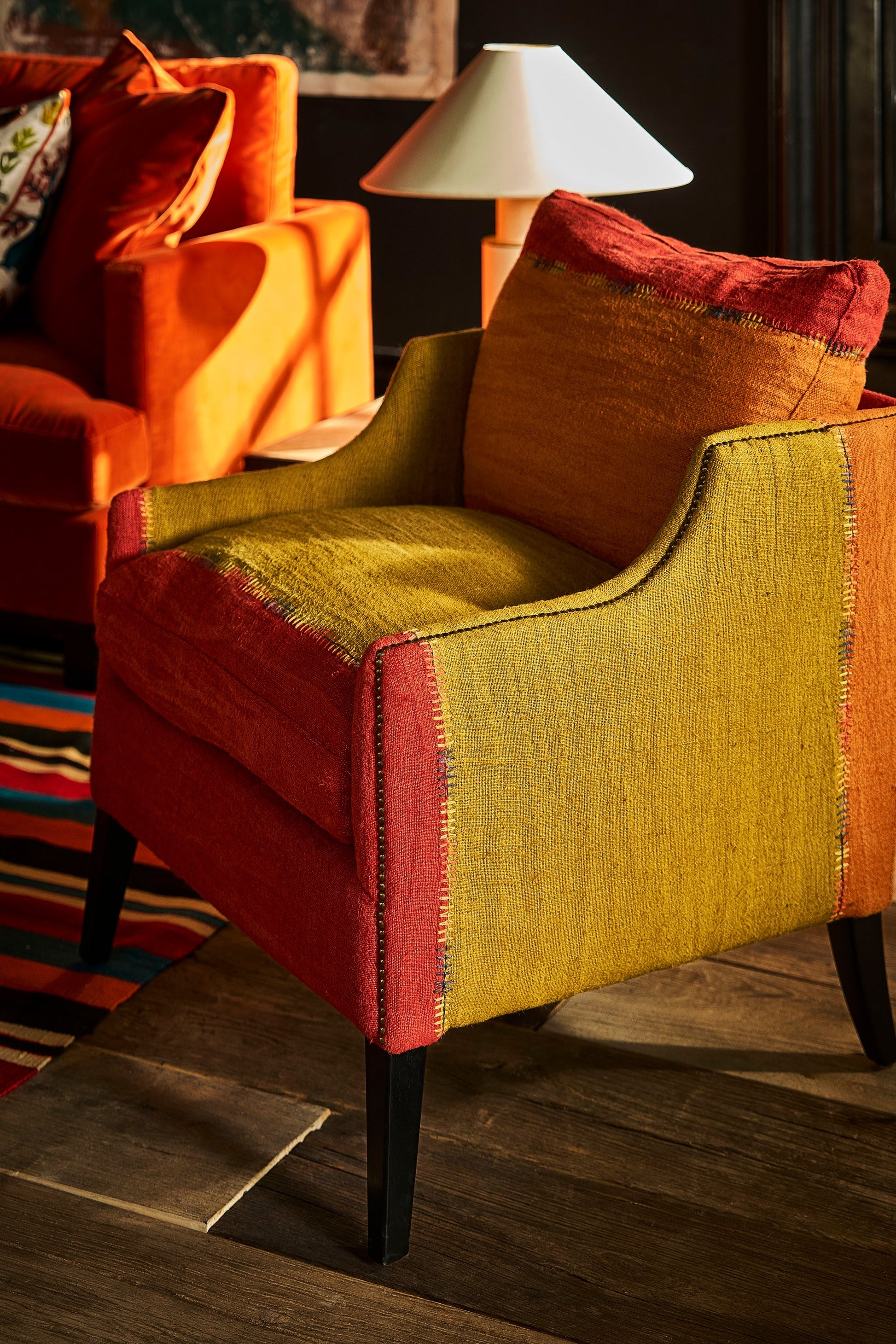 Andrew Martin Regal Chair Turkish Perde Red & Green