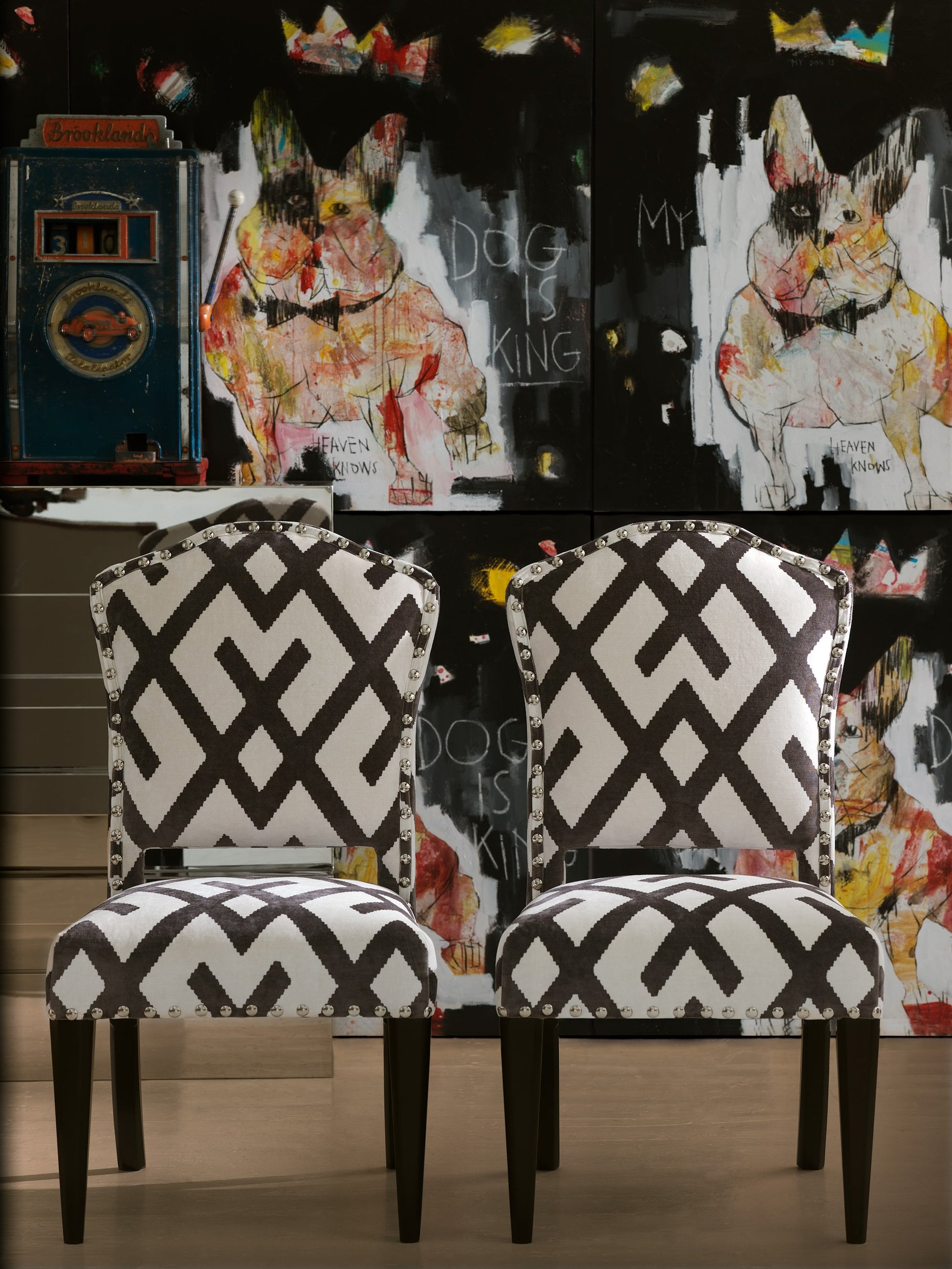 Andrew Martin Bacall Custom Dining Chairs in Fitzroy Grey