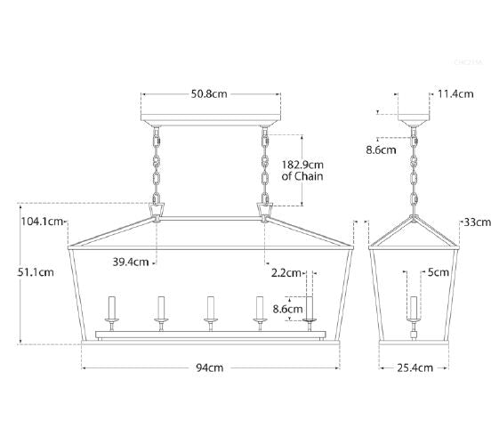 Andrew Martin | Darlana Linear Pendant Light, Aged Iron