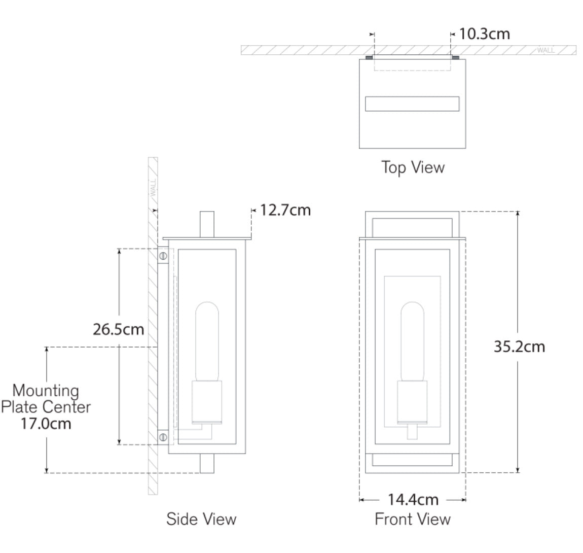 Halle Narrow Outdoor Wall Light dimensions