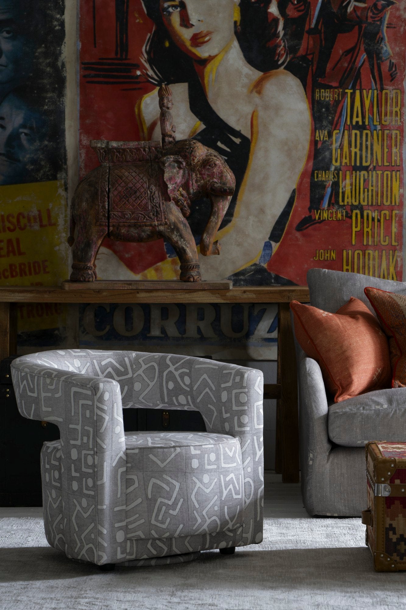 Andrew Martin Madison Custom Swivel Chair in Ashanti Smoke lifestyle