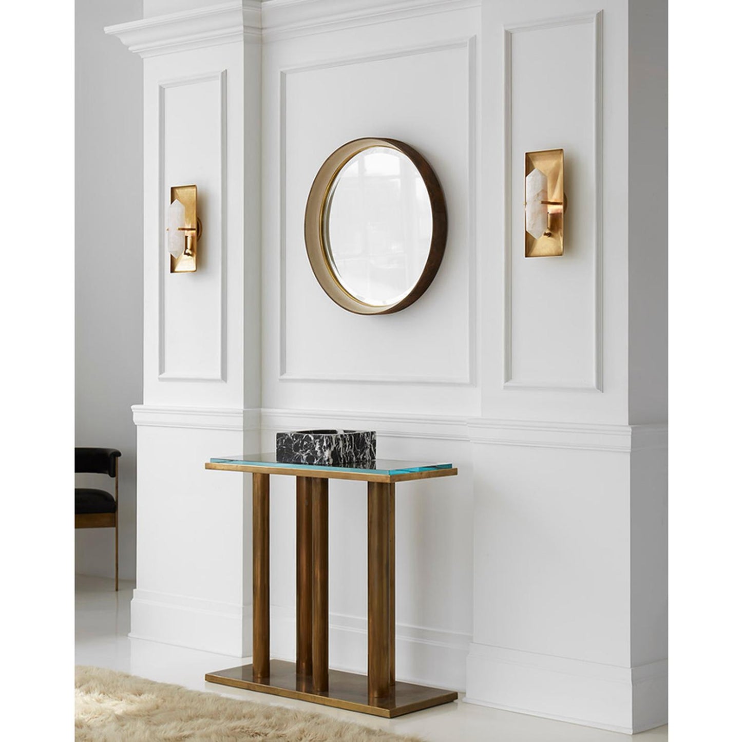 Andrew Martin | Halcyon Rectangle Wall Light, Antique Burnished Brass & Quartz