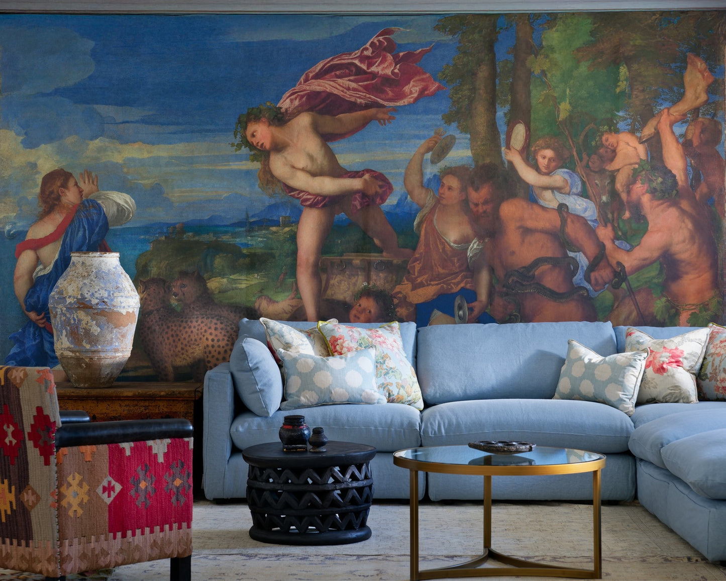 Andrew Martin Clinton Custom Sofa in Rocco Hazy Sky