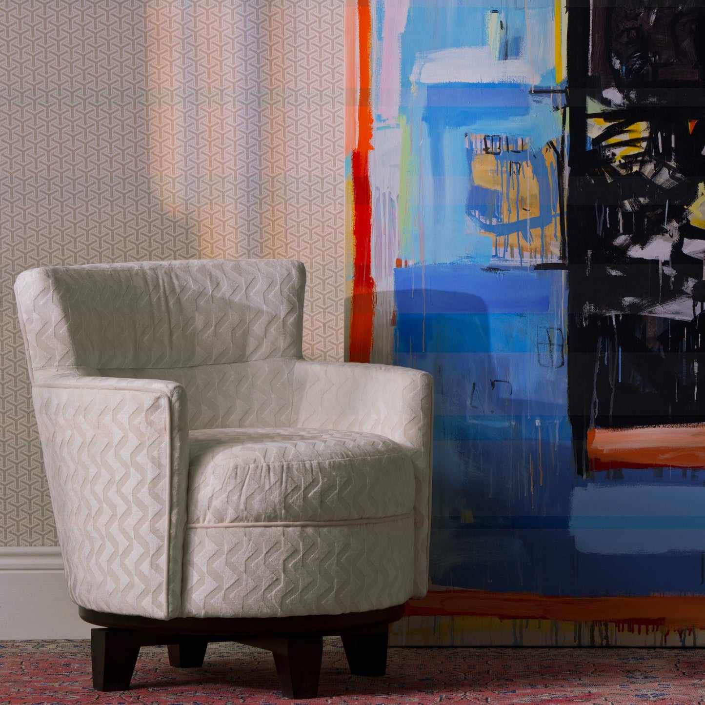Andrew Martin Freya Custom Swivel Chair in Hudson Ivory