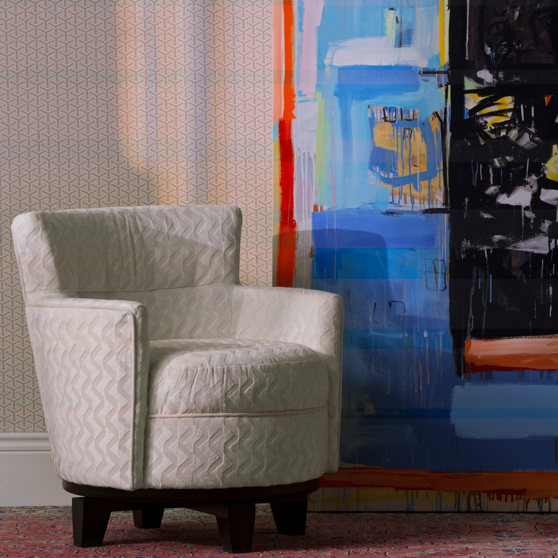 Andrew Martin Freya Custom Swivel Chair in Hudson Ivory