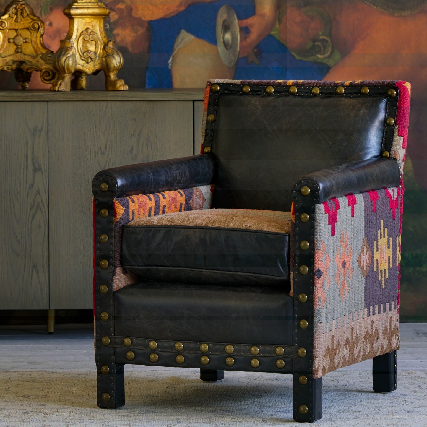 Andrew Martin Marlborough Chair leather detail