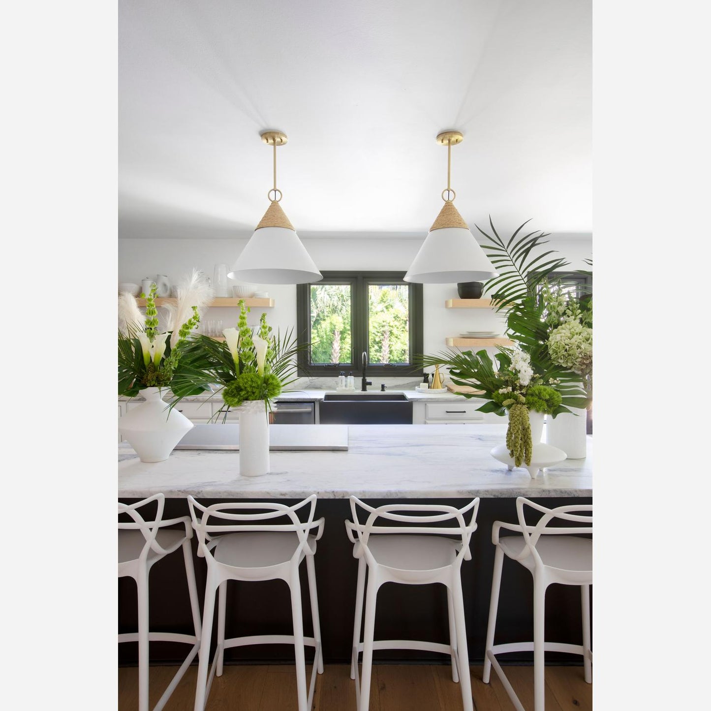 Andrew Martin | Mica Pendant Light, Aged Brass