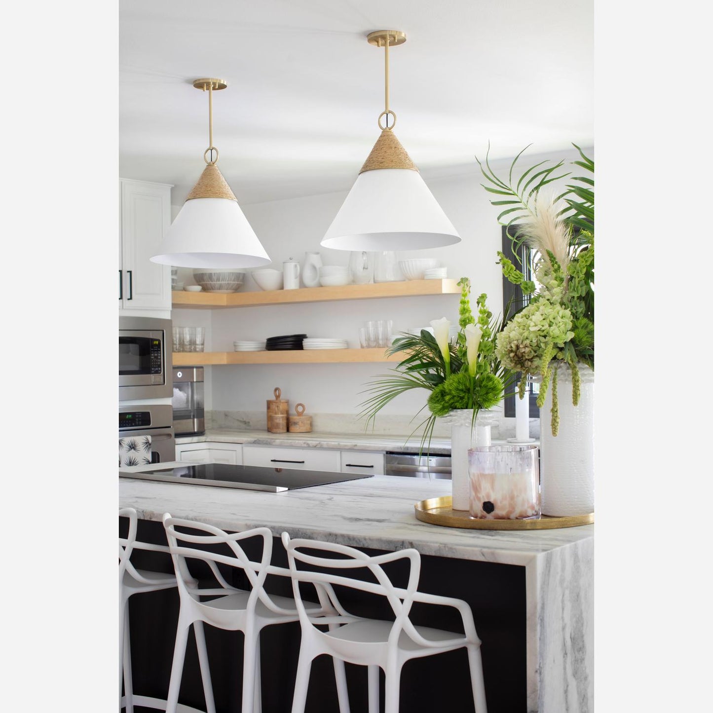 Andrew Martin | Mica Pendant Light, Aged Brass