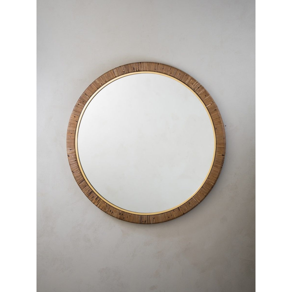 Porta Romana I Holden Mirror Small | Dark Cane With Brass