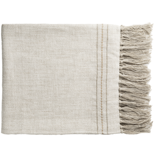 de Le Cuona | Hoxton Throw With Fringe & Leather Detail