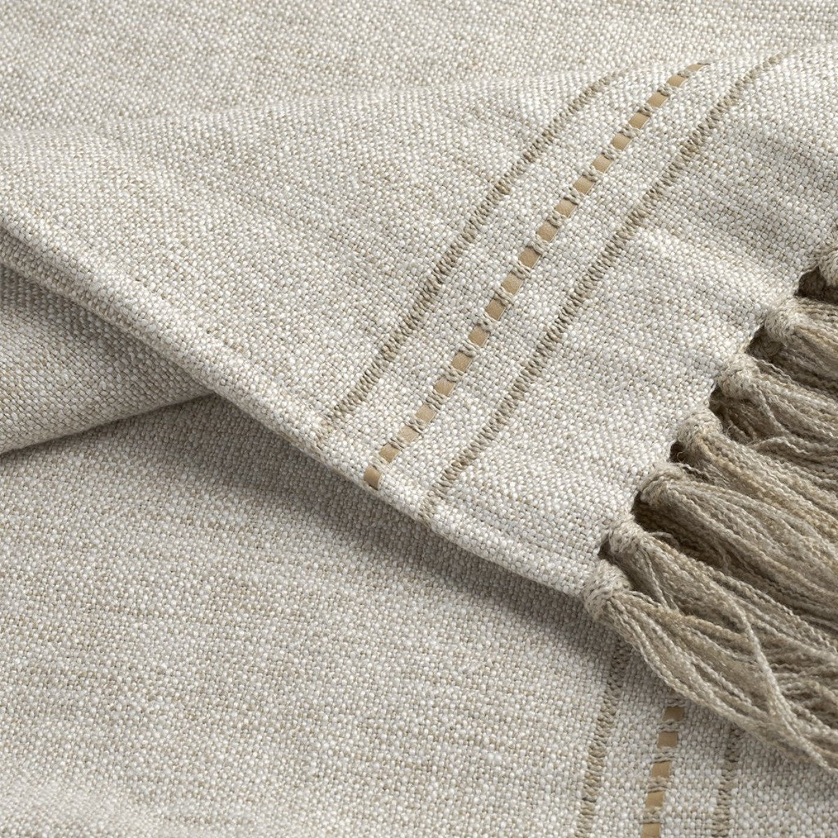 de Le Cuona | Hoxton Throw With Fringe & Leather Detail