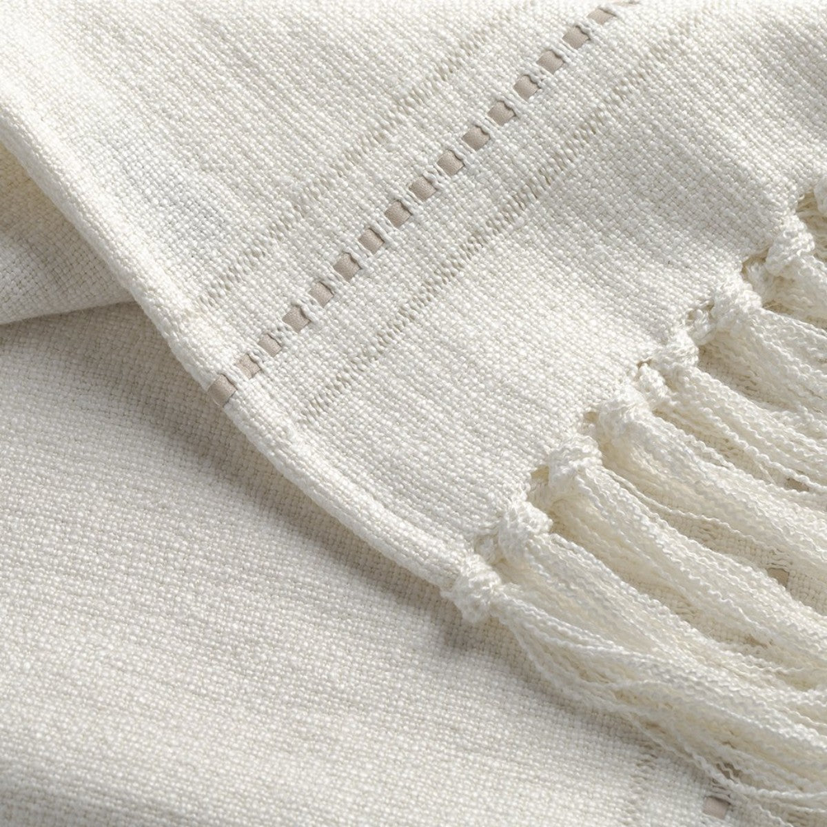 de Le Cuona | Hoxton Throw With Fringe & Leather Detail