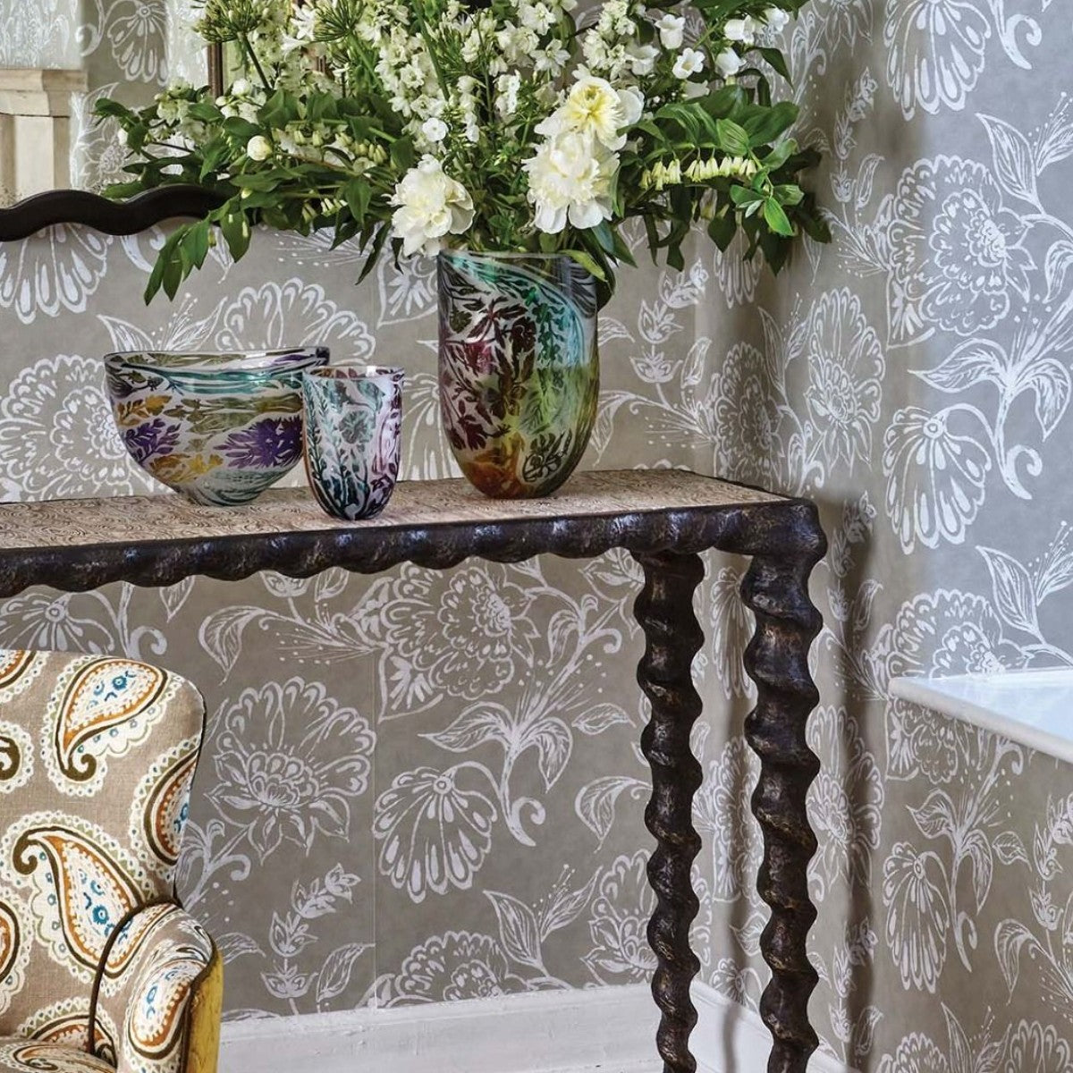 William Yeoward | Karinta Console Table Bronzed Finish With White Oyster Top
