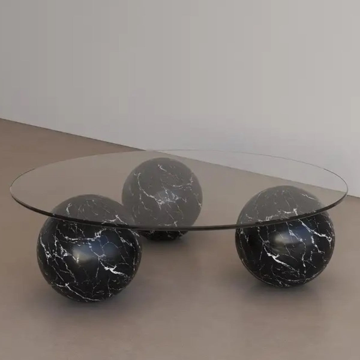 Marble Furniture | Globe Coffee Table With Glass Top