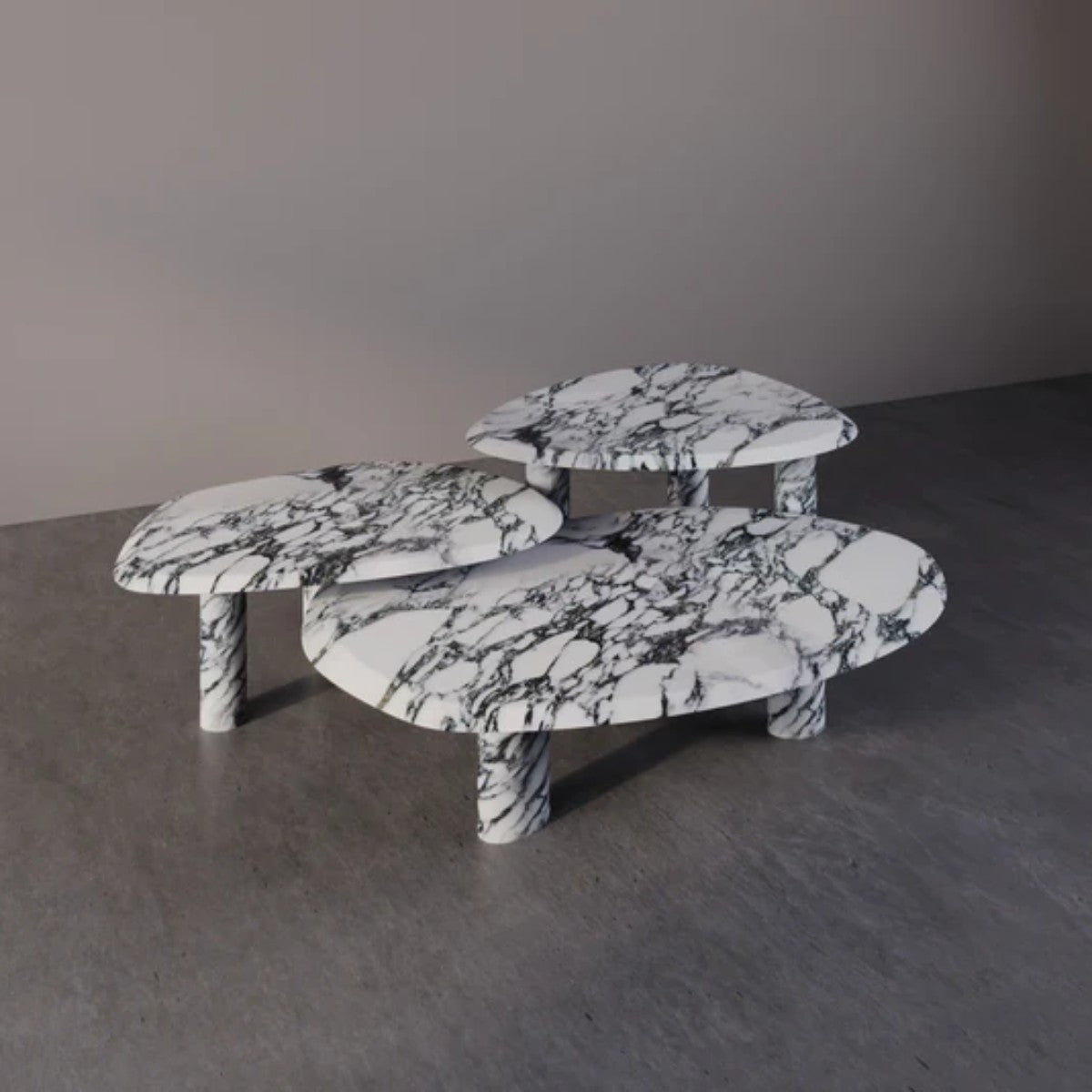 Marble Furniture | Three Musketeers Marble Coffee Table - Set of 3