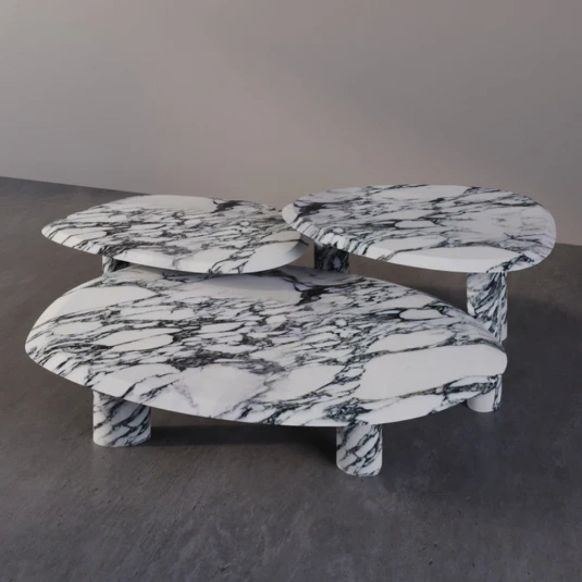 Marble Furniture | Three Musketeers Marble Coffee Table - Set of 3
