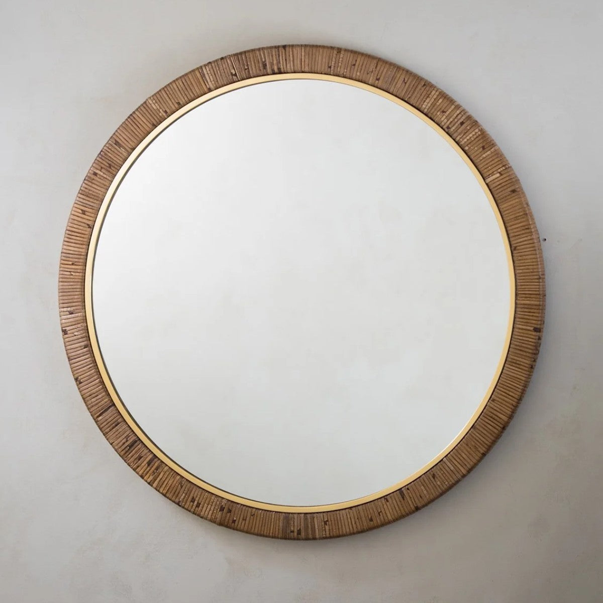 Porta Romana I Holden Mirror Small | Dark Cane With Brass