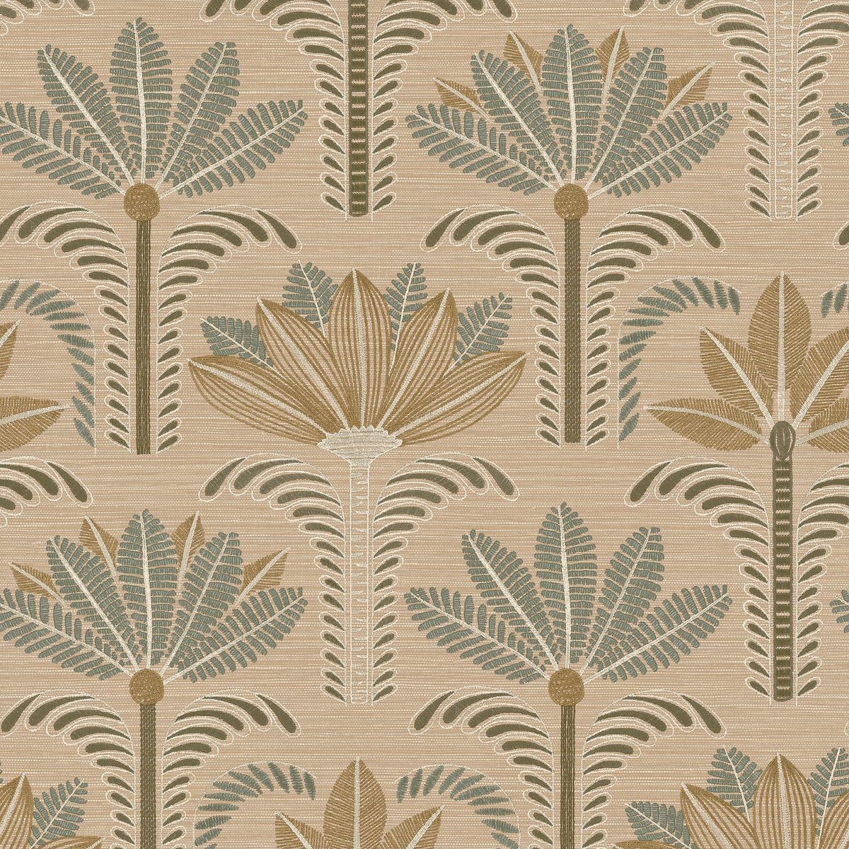 Casamance | Dattara wallcovering - Beige/eucalyptus