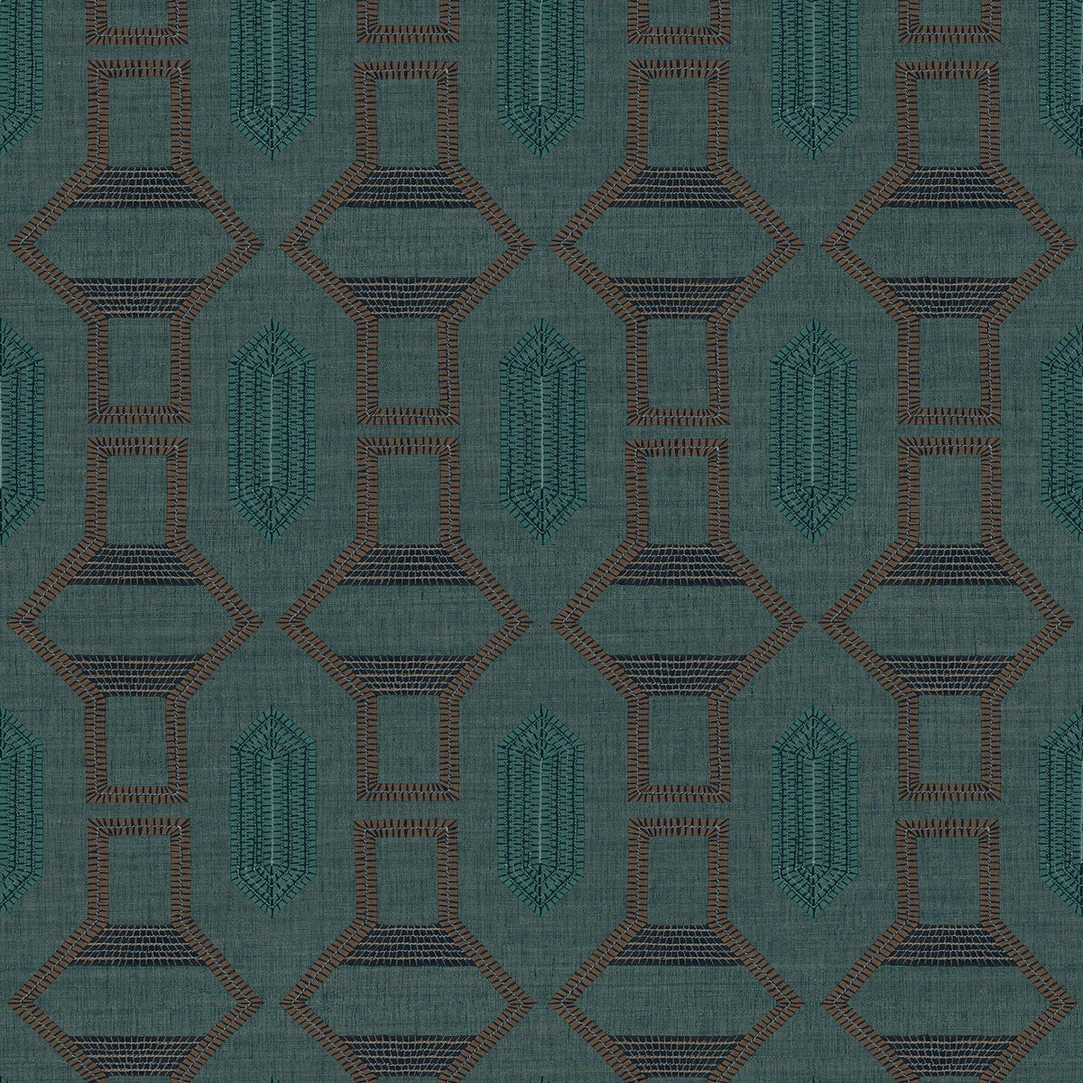 Casamance | Racines wallcovering - Pétrole/cognac