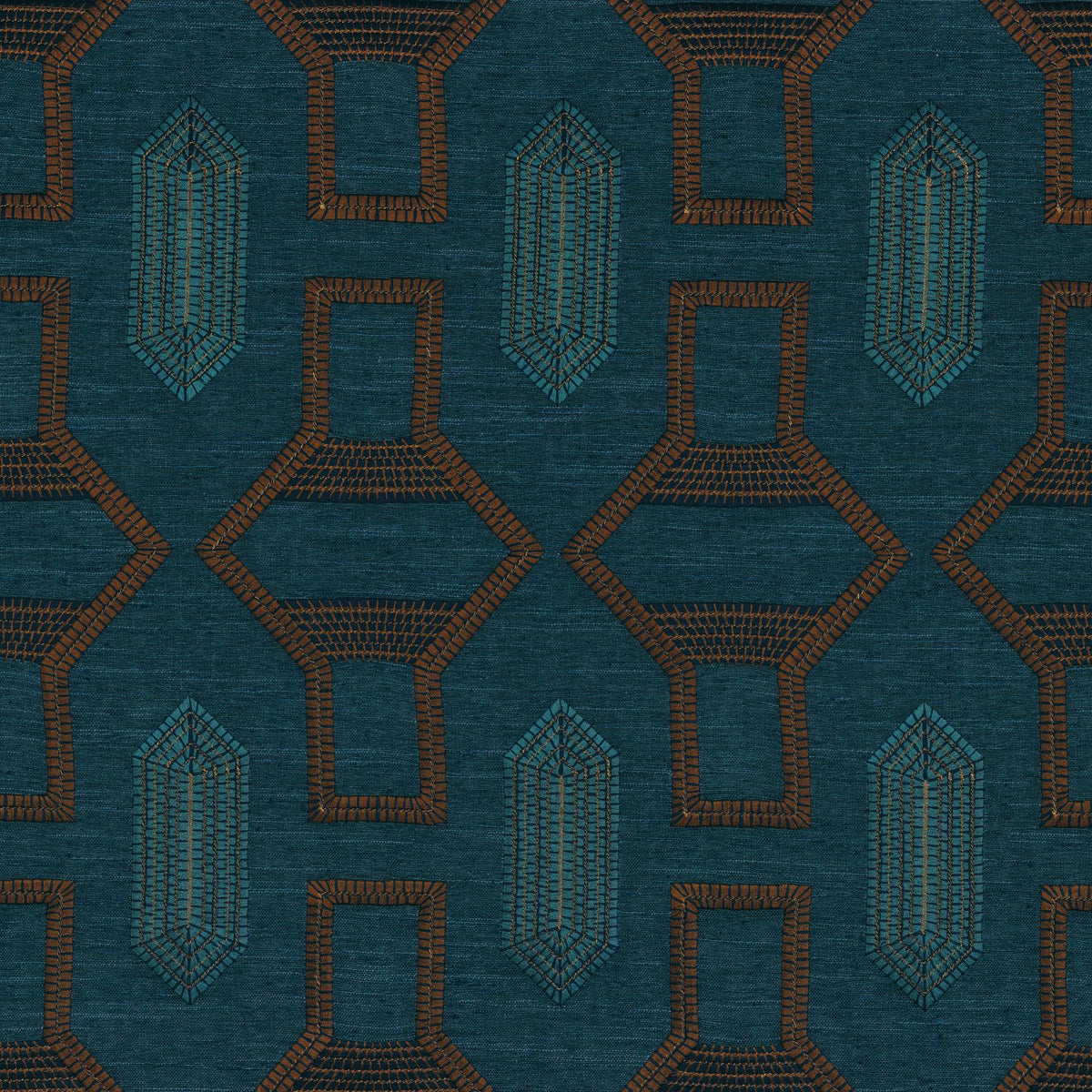 Casamance | Tali fabric - Cognac / Bleu Sarcelle