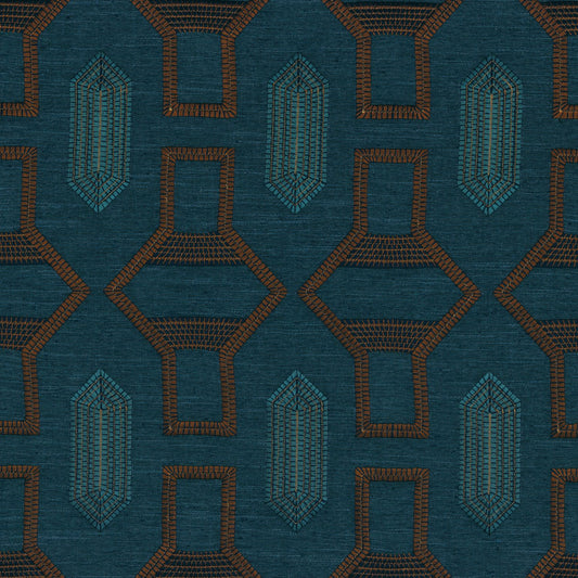 Casamance | Tali fabric - Cognac / Bleu Sarcelle