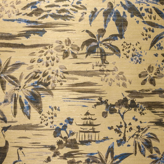 Casamance | Midori wallcovering - Sable Doré Bleu Electrique