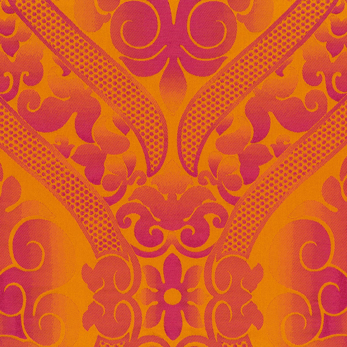 Rubelli Damasco Pop fabric - Arancio/fuxia