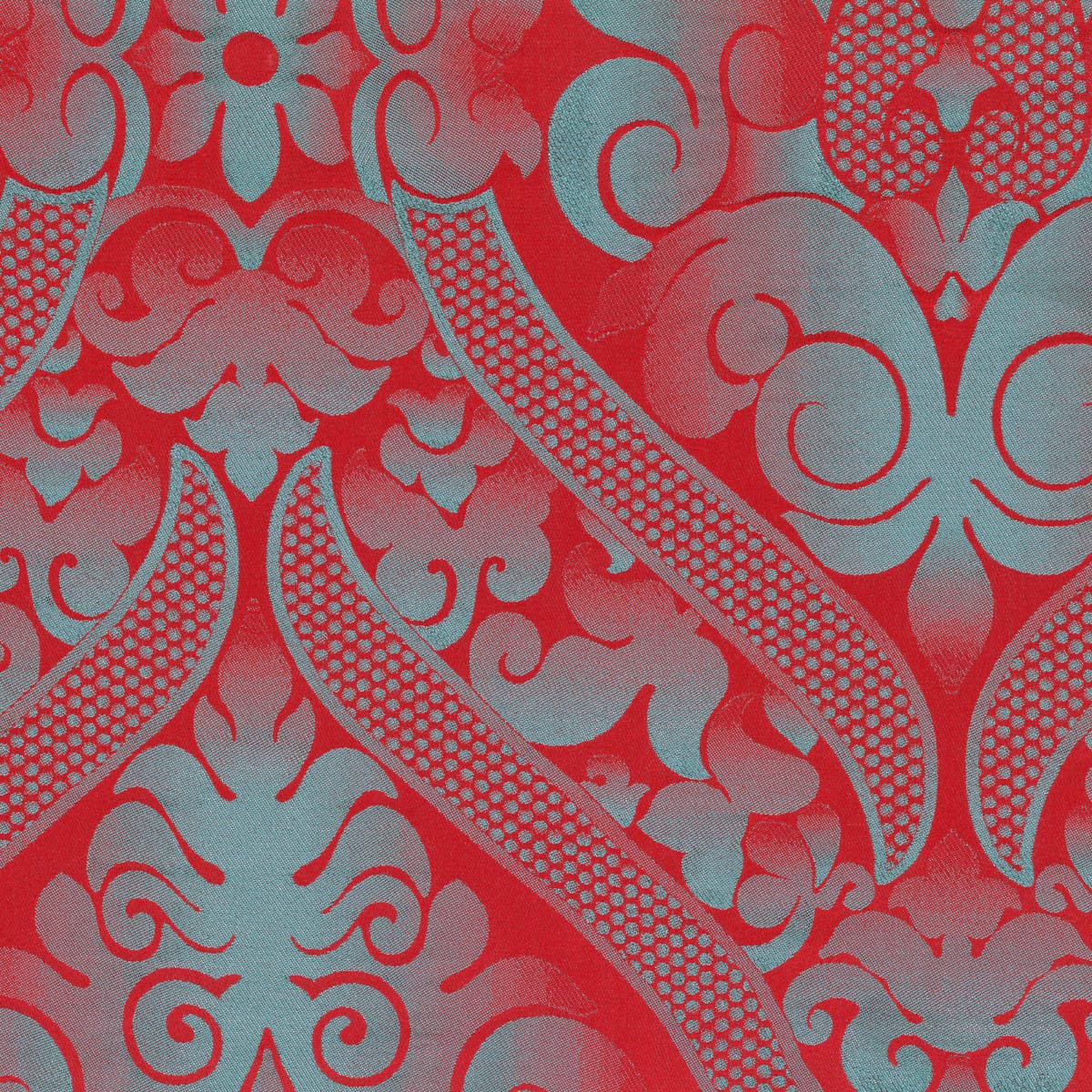Rubelli Damasco Pop fabric - Rosso/acqua