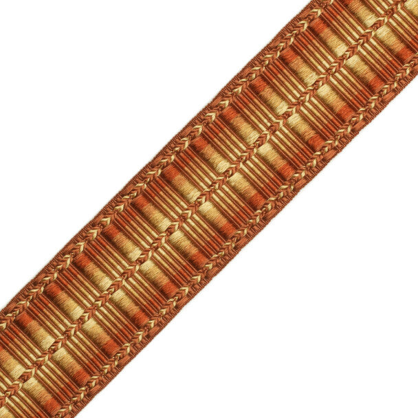 1 5/8" Orsay Silk Ribbed Border - Terra Cotta / Rust / Gold