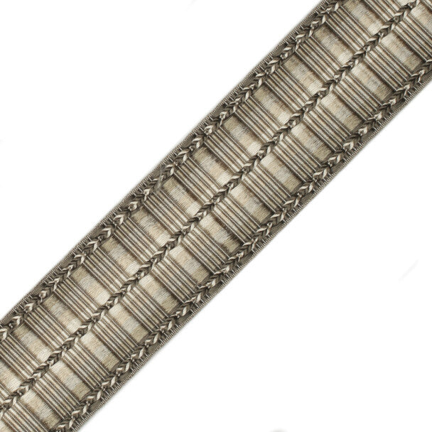 1 5/8" Orsay Silk Ribbed Border - Grey Melange