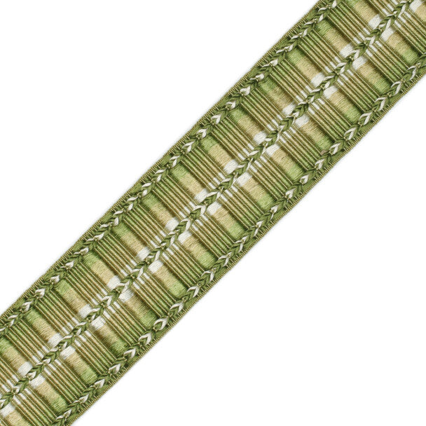 1 5/8" Orsay Silk Ribbed Border - Celadon / Cream