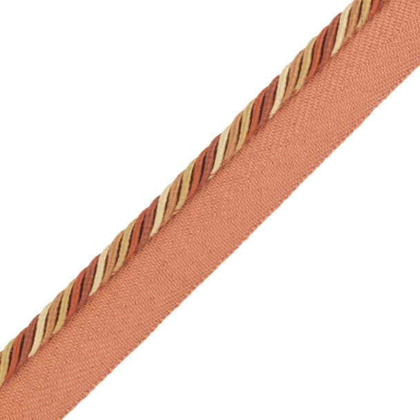 1/4" Orsay Silk Cord with Tape - Terra Cotta / Rust / Gold