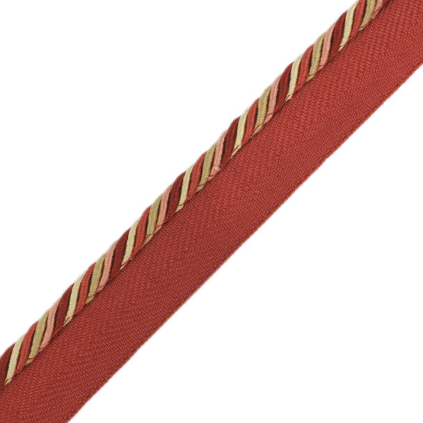 1/4" Orsay Silk Cord with Tape - Cherry / Coral / Gold