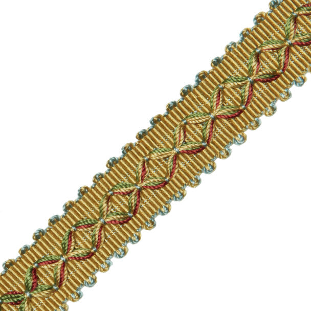 7/8" Orsay Silk Diamond Braid - Gold / Rose / Iris / Sky