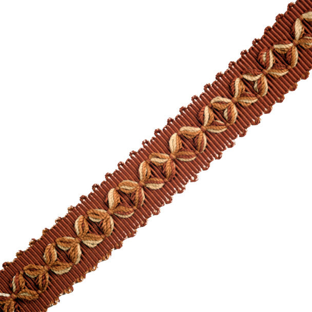 7/8" Orsay Silk Diamond Braid - Terra Cotta / Rust / Gold