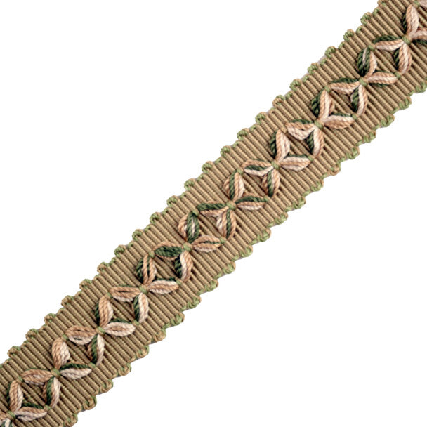 7/8" Orsay Silk Diamond Braid - Celadon / Cream