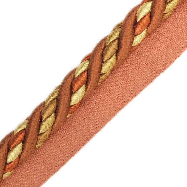 1/2" Orsay Silk Cord with Tape - Terra Cotta / Rust / Gold