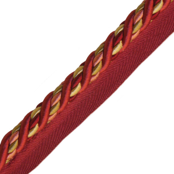 1/2" Orsay Silk Cord with Tape - Cherry / Coral / Gold