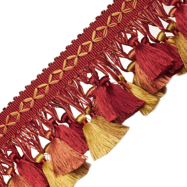 Orsay Silk Tassel Fringe - Cherry / Coral / Gold
