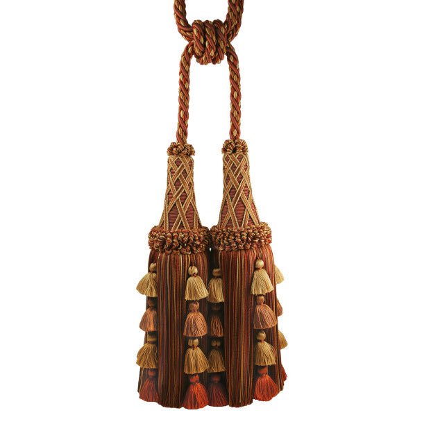 Orsay Silk Double Tassel Tieback - Terra Cotta / Rust / Gold