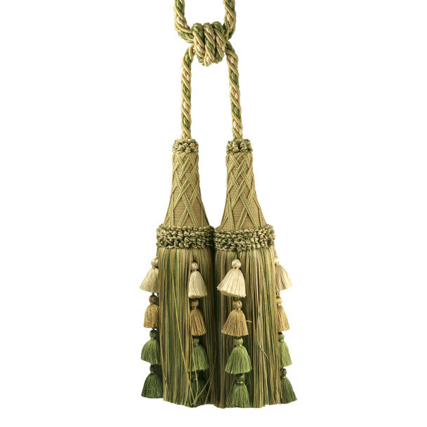 Orsay Silk Double Tassel Tieback - Celadon / Cream
