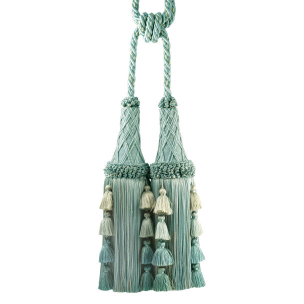 Orsay Silk Double Tassel Tieback - Aqua Melange