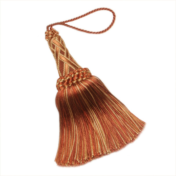5 1/2" Orsay Silk Key Tassel - Terra Cotta / Rust / Gold